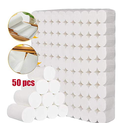 Preisvergleich Produktbild VIVICL 4-Lagiges Toilettenpapier, Selbstauflösendes Premium Qualität Kleinrollensysteme Reißfestes WC-Papier, Solider Kern Rollenpapier Toilettenpapier Klassik Klopapier Weiß,50 pcs