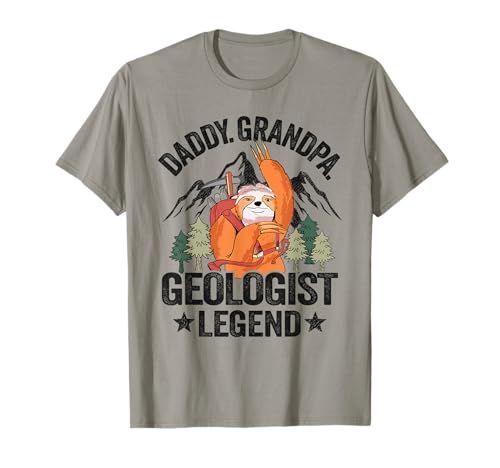 Daddy Grandpa Geologist Legend Geology Paresseux Rock Collecting T-Shirt