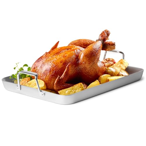 Comparison: Best Stainless Steel Roasting Pan 8 Misen Stainless Steel Roasting Pan with Handles - Versatile 5-Ply Design, Easy Grip Handles, Multi-Functional Cooking, Ideal for Baking, Searing, & Roasting, Superior Heat Conduction, Premium - 18"