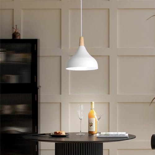 Suspension E27 anti-éblouissement dôme métal et bois éclairage ciblé table - 5