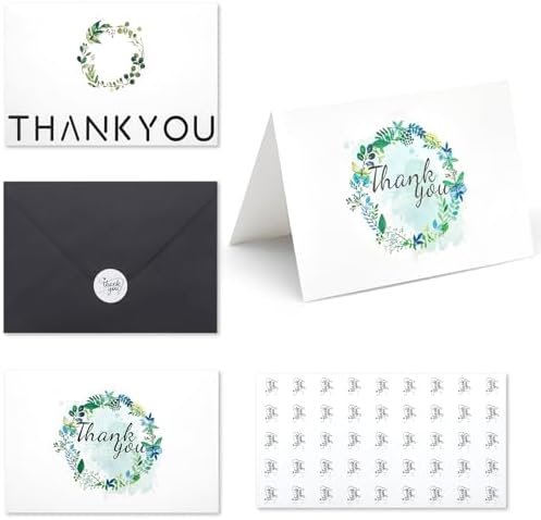 Yancan 50 Pack Thank You Cards With Envelopes And Stickers