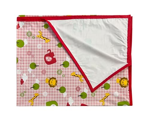 Image of EcoSoft Plastic Sheet,PVC Sheet for Kids,Rubber Sheet for Babies,Bed Wetting Protector(90 x 135 cm) (Pink Big Jungle)