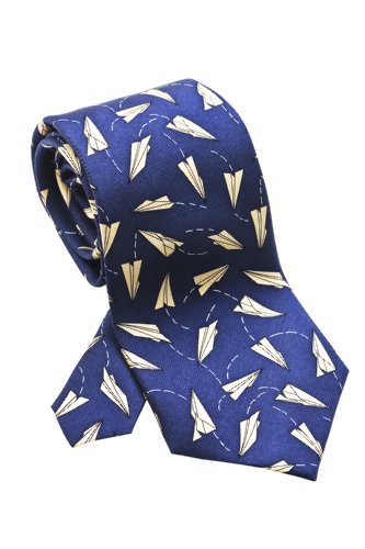 Josh Bach Men s Paper Airplanes Silk Necktie Blue, Made in USA