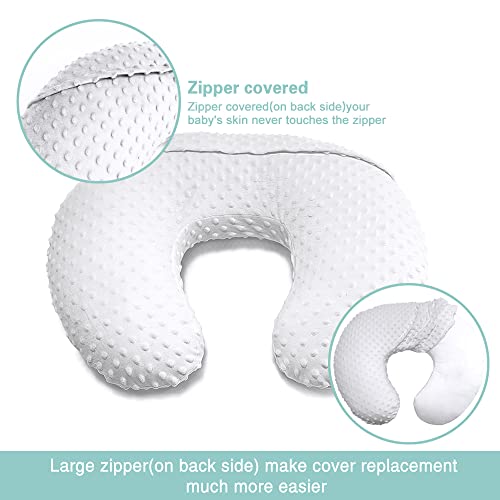 OWLOWLA 2Pack Nursing Pillow Covers Set White&Khaki Breastfeeding Pillow Slipcover Fits Naked Nursing Pillow for Baby Boy Girl(White/Khaki)