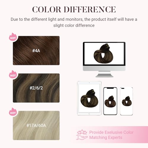 MAXITA Human Hair Clip in Extensions,80g 20 Inch 7pcs, Balayage Dark Brown Mixed Chestnut Brown Hair Extensions Clip in Human Hair Remy Hair Extensions Natural Straight Thick Hair