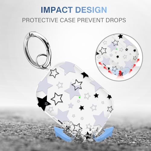 Image of Compatible with Airpod Pro Case with Lanyard,Airpods Pro Case Protective Case Portable & Shockproof for Women Men,Black and White Five-Pointed Star