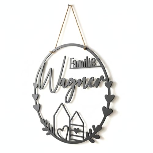 Hübscher Dekoring Türkranz personalisiert mit Namen, Fensterdekoration, modern, schwarz, minimalistisch, Scandinavian Hygge dekoloop dekoring