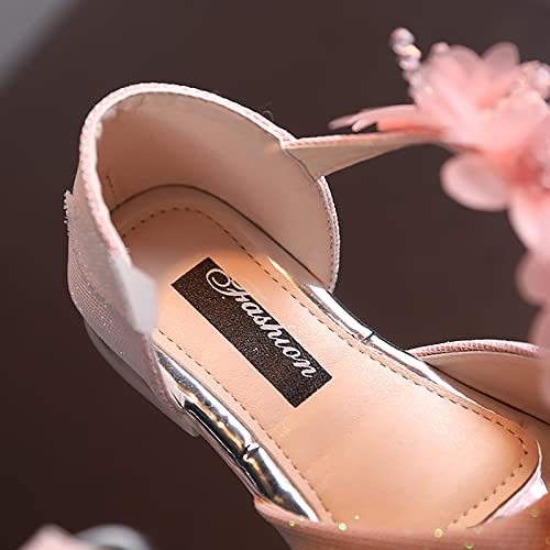 Girls Rhinestone Flower Shoes Low Heel Flower Wedding Party Dress Pump Shoes Princess Mary Jane Shoes for Toddler Girls4