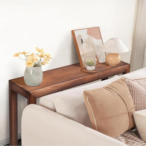 Image of Wooden Console Table Modern Solid Wood Entryway Table for Living Room, Hallway, or Office Slim Design | Dark Brown | 116.8 x 30 x 80.9 cm
