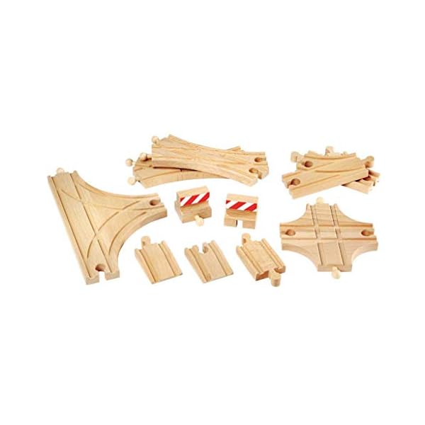 BRIO World 33307 Schienen- und Weichensortiment – 11 Weichen aus Buchenholz für die BRIO Holzeisenbahn – Empfohlen für… – Bild 4