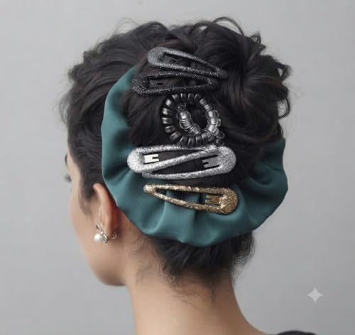 Image of ASPIRE-T Stylish Hamper For Gifting & Personal Use Accessories Scrunchies, Giltter Hair pins (set of 3), Spring Rubber Band, Bow Earrings, Nail Polish, Hand Braclates (set of 3) With Box