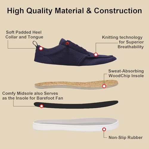 Image of Men's Barefoot Wide Toe Box Shoes - Minimalist Barefoot Shoes with Zero Drop Sole Extra Wide Slip on Walking Shoes for Men