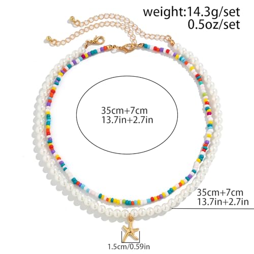 Collar de estrella de mar retro para looks de playa y festivales de verano juego de 2 6