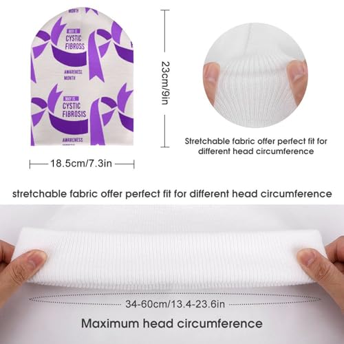 Cystic Fibrosis Awareness Month Purple Ribbon Kids Beanie Hat for for Girls Boys Children Cap Winter Knitted Chemo Cancer Headwear Accessories Gifts Decoration2
