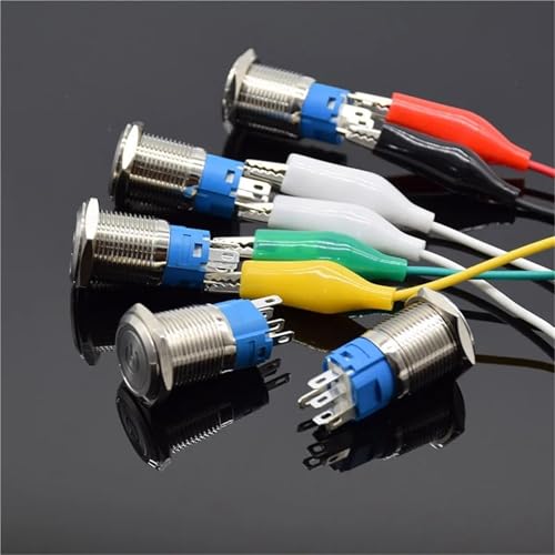 Interruptor pulsador para coche de 16mm con luz LED azul momentáneo para salpicadero 5