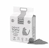 HAPPY MEOW Arena de Tofu para Gatos (6L/2,5Kg) Natural y Biodegradable - Aglomerante Instantáneo, Bajo en Polvo, Control de Olores Duradero, Ultra Absorbente, Desechable en el Inodoro-Carbón Activado