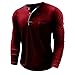 Mens Cotton Long Sleeve Tee Shirts Quarter Zip Up Pullover Fall Casual Stylish Blouse with Front Pocket Plain Tops Wine