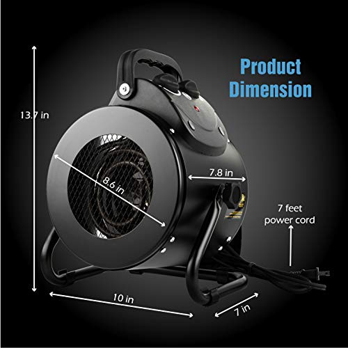 Ipower Electric Heater Fan For Greenhouse, Grow Tent, Workplace, Overheat Protection, Fast Heating, Black #TOP1