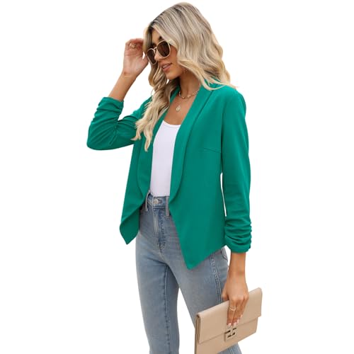 Image of POGTMM Women 3 /4 Sleeve Blazer Open Front Cardigan Jacket Work Office Blazer
