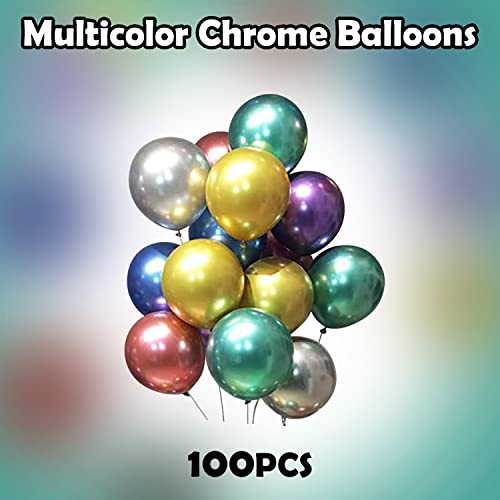 Image of Party Propz Multicolor Chrome Balloons Combo - 100Pcs Chrome Balloons