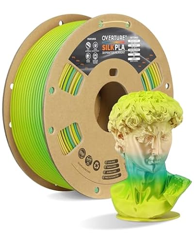 OVERTURE Silk PLA 3D Printer Filament 1.75mm, Color Changing PLA, Gradient Metallic Shine, High Flow, Low Warping, 1kg Cardboard Spool, Ideal for Cosplay & Artistic Prints (Silk Parakeet)