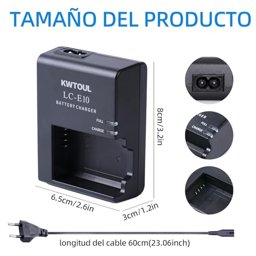 Ficha técnica KWTOUL Cargador de batería de repuesto LP-E10 cargador LP compatible con Canon EOS Rebel T7 T6 T5 T3 T100 4000D 3000D 2000D 1500D 1300D 1200D 1100D cámaras no para T3i T5i T6i T6s T7i - Fernando Cortés