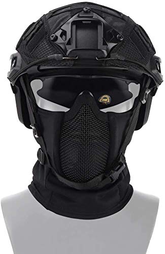 Lejunjie Tactical Gear Breathable Balaclava Mesh Mask Ninja Style Full Face Airsoft Mask Windproof Motorcycle Cycling Hood Neck Warmer #TOP4