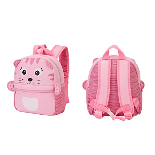 Kk Crafts Preschool Toddler Backpack With Leash, 3D Cute Cartoon Neoprene Animal Schoolbag For Kids Boys Girls（Pink Cat） #TOP4