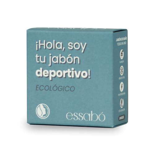 ESSABO   Jabón Deportivo   100% Natural   Elaborado con Aceite de Coco y Aceite de Oliva Bio   Refrescante y revitalizante   Ideal para deportistas   120 g