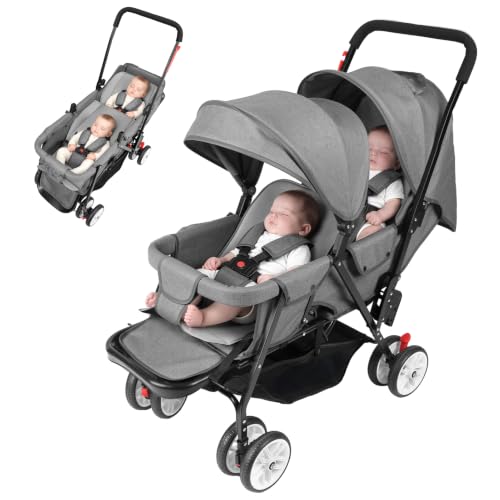 Foldable Twin Baby Stroller, Tandem Double Stroller For Twins Travel