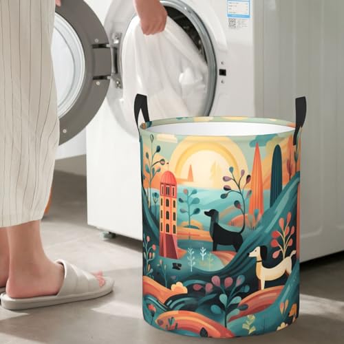 Panier à linge teckel imperméable avec poignées pour linge humide - 6