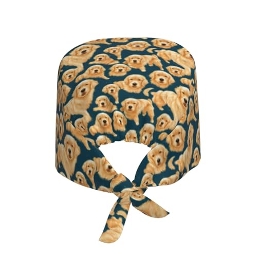 Image of Working Cap Scrub Cap with Sweatband Adjustable Unisex Women Tie Back Hat Nurse Surgical Caps
