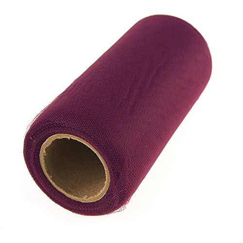 Premium American Tulle Spool Roll, Made in The USA, 6-inch, 25-Yard (Burgundy)