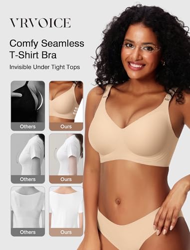 Image of Wireless Bras for Women Jelly No Underwire Push Up Seamless Comfort Full Coverage Supportive Soft Everyday Tshirt Bra