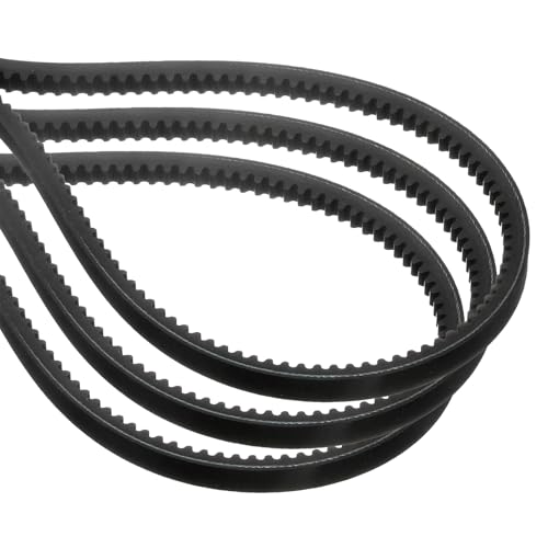 uxcell 3 Pcs AX52 EPDM V-Belt, Raw Edge Cogged Industrial Rubber V Belt 1/2" Width x 52" Inside Circumference