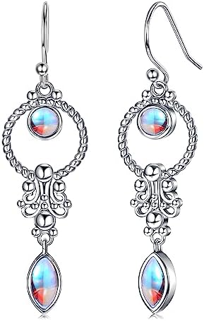 Boucles D'oreilles Pendantes Argent Sterling 925 Avec Saphir étoilé Bleu - Neuf Avec étiquettes