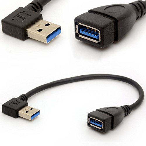BSHTU USB 3.0 Extension Cable Angle 90 Degree Adapter Type A Male to Female High Speed Connection, Super Fast 5Gbps Data Transfer Sync Charger Lead (Left)