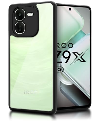 Image of WOW IMAGINE Shockproof Hybrid Back Cover for iQOO Z9x 5G | Hard Slim fit Back Case | PC & TPU | Clear Transparent Case - Black