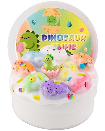 Easter Basket Stuffers, Dinosaur Eggs Slime with Easter Dino Slime Charm, Non-Sticky Slime Toys for Kids, Easter Gifts for Toddlers Teens Girls Boys, Easter Egg for Slime Party Favors