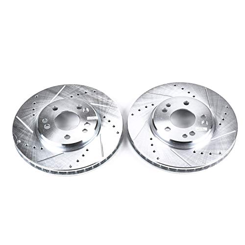 Image of PowerStop Evolution Front Brake Rotors for Mercedes-Benz 300SL 1990-93 |500E 1992-93 |500SL 1990-93 |SL320 1994-97 |SL500 1994-98 - Drilled & Slotted Performance Disc Rotors Upgrade, EBR418XPR