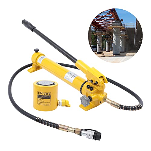 Hydraulic Ram Jack 30 Ton Low Profile Hydraulic Cylinder Hydraulic Ram Cylinder Jack Industrial Small Lifting Jack Powerful Portable Steel Hydraulic Jack with CP-700 Pump