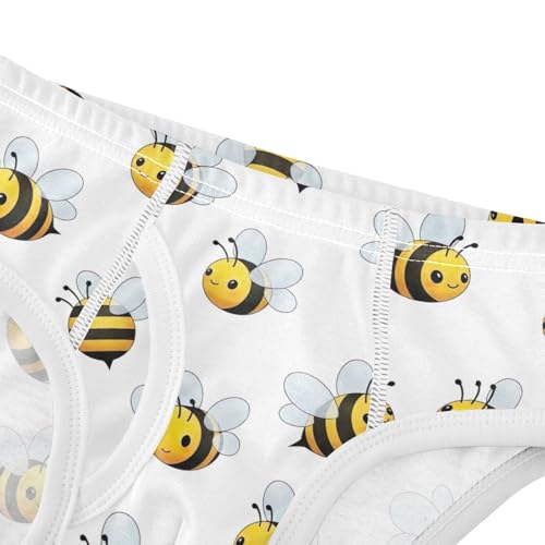 CHIFIGNO Boys Cotton Briefs Soft Underwear Breathable Underwear Briefs for Little Boy, Cute Cartoon Bees White4