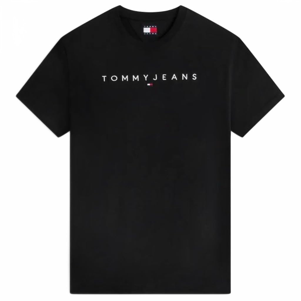 Tommy Jeans Baby - Jungen TJM Reg Linear Logo Tee EXT Dm0dm20744 S/S T-Shirt, Schwarz, S EU