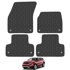 Car Mats for Range Rover Evoque (2013-2019) Tailored Fit Rubber Floor Mat Set Accessory Black Custom Fitted 4 Pieces with Clips – Anti-Slip Backing, Heavy Duty & Waterproof