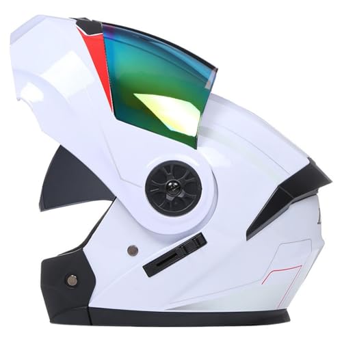 Casco De Scooter para Adultos, Casco De Motocross con Doble Visera para Hombres Y Mujeres, Homologado por ECE 22.06, Casco De Motocicleta Modular Abatible G,M/(57~58cm)