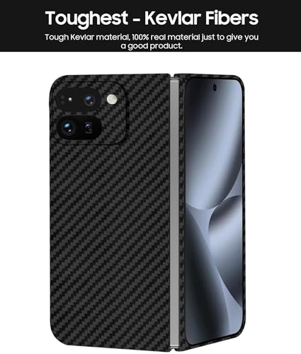 Image of Midkart Ultimate Thin Case Compatible with Compatible with Google Pixel 10 Pro Fold Release 2025 Matte Carbon Fiber Cover 1500D Sturdy Durable Aramid Super Light at 0.6mm No-Case Feeling, Black