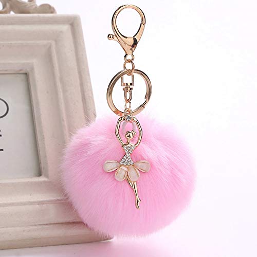 Preisvergleich Produktbild MENGYUE Schlüsselring Frauen Schlüsselbund 8Cm Pelz Pom Pom Schlüsselanhänger Faux Kaninchen Haar Glühbirne Tasche Auto Ornamente Fox Fur Ball Anhänger Schlüsselring