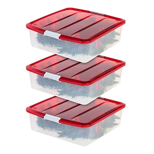 29+ Creative Outdoor Christmas Decorations to Brighten Your Holiday Season 2 IRIS USA 33 Qt. Holiday Wreath Storage Container Box with Lid, 3-pack, Stackable Under Bed Storage Organizer Bin with Latching Buckles for 20" Wreaths Festive Holiday Decorations Garlands, Clear/Red