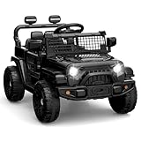 Bobike12V Battery Powered Kids Electric Car with Remote Control, Electric Vehicles Toys for 37 Months-8 Year, Double Open Doors, Music, USB, Best Gifts for Boys Girls (Pure Black)