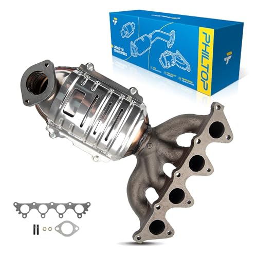 PHILTOP Front Exhaust Manifold Catalytic Converter Kit Compatible with Hyundai, Kia, 2006-2011 Accent/Rio/Rio5 1.6L Stainless Steel Catalytic Converter Replace# 16514, 641529, 40719 (EPA Compliant)